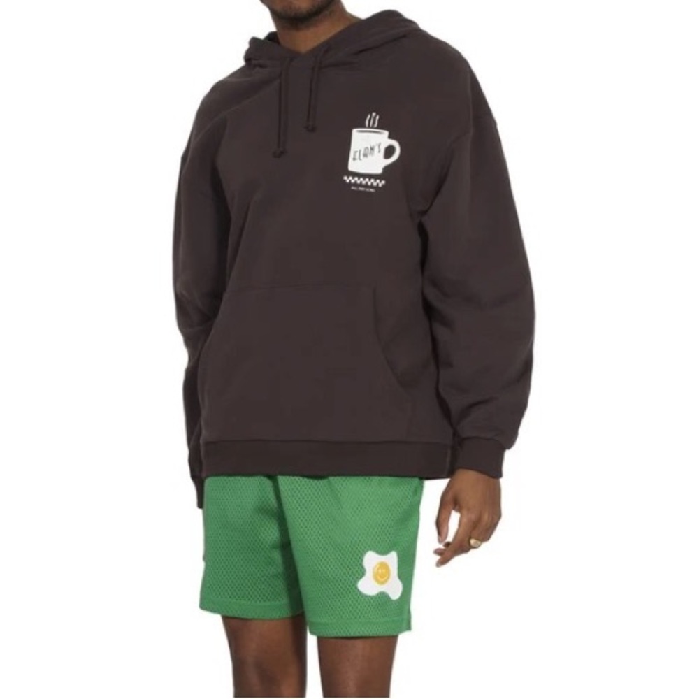 NEW Flan Labs COFFEE MUG HOODIE Mens S brown 100% organic cotton New With Tags